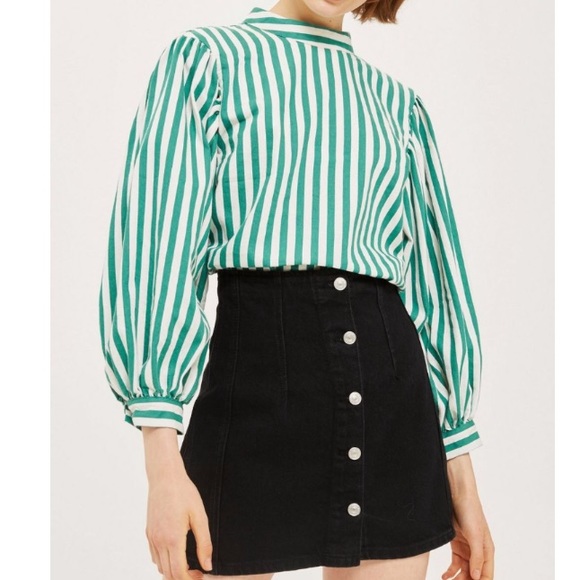 Topshop Tops - Blouson Sleeve Striped Top